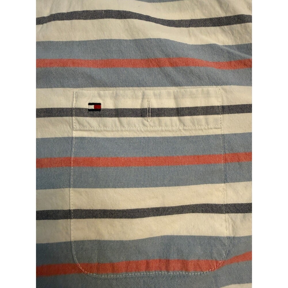 Tommy Hilfiger Mens XL Custom Fit Striped Button Down Short Sleeve Shirt - Picture 7 of 12